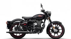 a black and red motorcycle on a white background