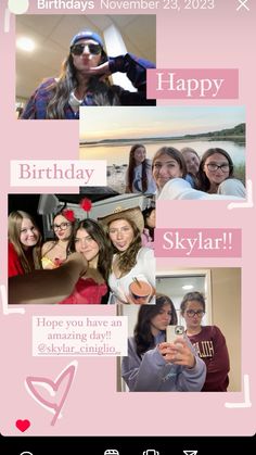 a collage of photos with the words happy birthday and skylarr on it