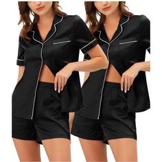 Great for loungewear, nightwear, sleepwear, home bedroom, and daily wear. This 2-piece sleepwear set, including short-sleeved tops and shorts, uses soft breathable pure satin, giving you the great dress experience. No matter the cozy bedtime, casual home relaxation, laze afternoon, or a relaxing bath, the soft and lightweight women's nightdress could accompany you all the time. It's a good choice to be a perfect gift for your mom, wife, daughter, girlfriend, or friends as loungewear or sleepwear Silk Pjs, Tops And Shorts, Night Dress For Women, Casual Home, Relaxing Bath, Sleepwear Sets, Satin Pajamas, Gifts For Your Mom, Sleep Shirt