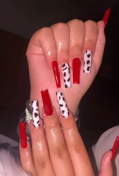 Cowgirl Nails Acrylic, Cowgirl Nails, Blood Nails, Red Acrylic Nails, Red Nail Designs, Long Acrylic Nails Coffin