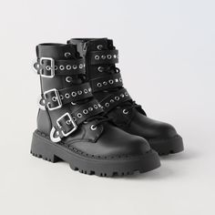 Size Us 4 Eur 36 Brand New Smoke And Pet Free Home Silver Boots With Buckle Closure And Round Toe, Silver Boots With Buckle Closure For Fall, Trendy Silver Lace-up Boots, Casual Silver Winter Boots, Trendy Boots With Silver Studs And Round Toe, Edgy Silver Moto Boots With Round Toe, Casual Silver Boots For Fall, Edgy Silver Boots With Round Toe, Edgy Silver Round Toe Boots