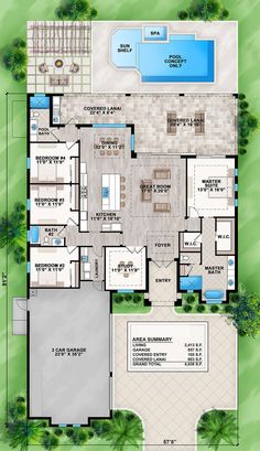 this is an aerial view of the house plans and floor plans for homes in florida