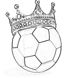 a soccer ball with a crown on top is shown in this coloring page for kids