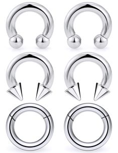 PRICES MAY VARY. One Order Including 3 Pairs 8g Thick Large Septum Ring, 1 Pairs Spike Horseshoes Septum Jewelry;1 Pairs Horseshoes Septum Piercing Jewelry With Balls;1 Pairs Hinged Clicker Ear Gauges Earrings Hoops, Also Can Serve As Gift For Birthday, Christmas Day, Anniversary Day, Valentine's Day And More. Thickness: 8G (3mm); Spike and Balls Diameter: 6mm; Inner Diameter: 12mm (1/2inch); Hinged Clicker Rings Inner Diameter: 14mm (9/16 inch),Color: Silver-tone. Material: Big Horsehoes Earrin Tragus Earrings Hoop, Gauges Earrings, Septum Piercing Jewelry, Tragus Daith, Septum Rings, Belly Piercing Ring, Cartilage Jewelry, Labret Studs, Septum Jewelry