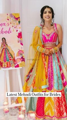 Haldi Bridal Outfit, Mehendi Outfits For Bride, Mehndi Dress For Bride, Mehndi Outfit