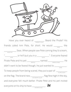 a pirate ship reading activity for kids