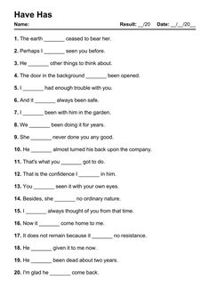 a printable worksheet with the words have has