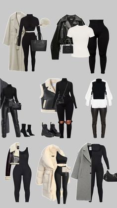 winter outfits, cold outfit ideas, cold weather outfit 80s R&b Fashion, All Black Lace Outfit, Dinner To Club Outfit Night Out, Womens Winter Outfits 2024, 77 Degree Weather Outfit, All Black Outfit For Work Salon, Gray And Black Outfits, Classy Edgy Outfits, Chic City Outfits