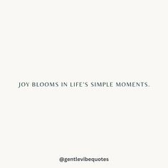 the words joy blooms in life's simple moments are displayed on a white background