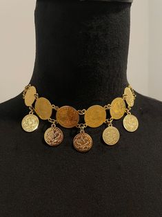 Lira Choker Necklace for Women Coin Jewelry - Etsy Elegant Coin Pendant Choker Necklace, Elegant Gold Coin Choker Necklace, Metal Coin Necklace, Gold Coin Pendant Necklace For Festival, Festival Gold Clavicle Chain Choker, Gold Clavicle Chain Choker For Festival, Gold Festival Choker With Clavicle Chain, Gold Round Choker For Festivals, Gold Necklace With Coin Pendant For Festival