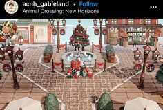 Acnh Christmas Neighborhood, Acnh Christmas Flowers, Acnh Christmas Island Entrance, Acnh Holiday Design, Acnh Main Street Ideas, Acnh Christmas Entrance Ideas, Acnh Circle Neighborhood, Acnh Christmas Entrance, Winter Island Acnh