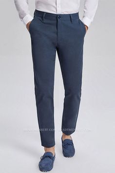 Shop Dark Navy Blue Cotton Fashion Mens Casual Cropped Pants at BradyMensuit, from classic Dark Navy Solid slacks, chino pants for casual styles or mens dress pants for a formal look. No matter what your size is, you will always find your own pants here. Blue Slim Fit Casual Dress Pants, Business Chinos With Pockets And Full Length, Navy Casual Dress Pants For Business Casual, Casual Cotton Chinos For Semi-formal Occasions, Blue Chinos For Business Casual Spring Wear, Blue Chinos For Business Casual, Spring Season, Blue Chinos For Business Casual In Spring, Formal Full-length Chinos For Spring, Slim Fit Chinos For Business In Spring