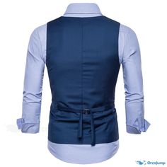 OrcaJump - Double-Breasted Casual Vest Waistcoat with Slim Fit Design Navy Fitted Vest For Winter, Navy Fitted Winter Vest, Navy Fitted Vest For Fall, Men's Waistcoat, Vest Waistcoat, Casual Vest, Vest Dress, Anti Wrinkle, Types Of Collars