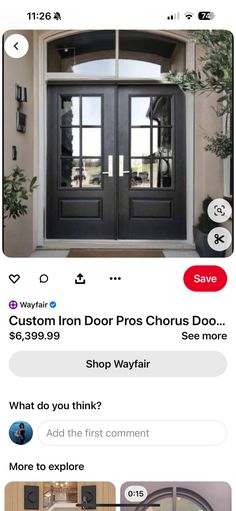 an instagram page with two doors and the words iron door pros chooser