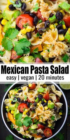 mexican pasta salad with black beans, corn and tomatoes