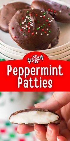 chocolate peppermint patties with sprinkles on top and in the middle