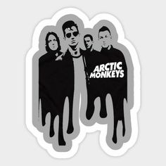 the arctic monkeys sticker is shown in black and white