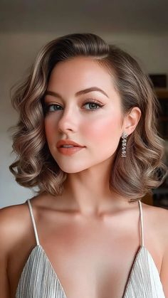 19 Easy & Stunning Homecoming Hairstyles for Busy Teens | Lookosm Hair Styles Wedding Short Hair, Mob Half Up Hairstyles, Gala Ball Hairstyles, Curled Hair Side Pinned Back, Curls To The Side Hairstyle, Formal Hairstyles Side Swept, Side Swept Curls Wedding, Side Part Hollywood Waves Medium Hair, Short Hair Styles For A Wedding Guest