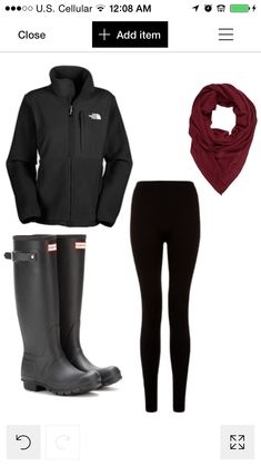 Black Hunter Boots Outfit Fall, Northface Outfit, Preppy Scarf, College Outfits Preppy, Dress Everyday, College Outfits Casual, College Outfits Comfy