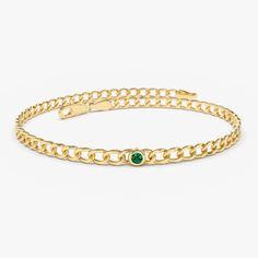 14K Gold Cuban Link Bracelet w/ Emerald Cut Diamond – FERKOS FJ Gold Bracelets For May Birthstone, Luxury Gold Bracelets With Birthstone, Gold Tennis Bracelet As May Birthstone Gift, Gold Cuban Link Bracelet, Cuban Link Bracelet, Emerald Cut Diamond, Cuban Link, Emerald Cut Diamonds, Emerald Cut