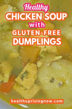 This gluten-free chicken and dumpling soup is gluten-free Dough For Chicken And Dumplings, Dairy Free Chicken Dumpling Soup, Gluten Free Chicken Dumplings Easy Recipes, Heart Healthy Chicken And Dumplings, Gluten Free Dairy Free Chicken And Dumplings, Healthy Chicken And Dumpling Soup, Chicken And Dumplings Gluten Free, Gluten Free Chicken Soup, Dumplings Easy