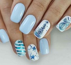 Australian Inspired Nails, Blue Christmas Nails, Winter Nails Acrylic