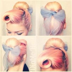 Cute pinup hair idea Scarf Tying Hair, Maquillage Pin Up, Pinup Hair, Pin Up Looks, Victory Rolls, Poodle Skirt