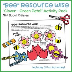 the bee rescue activity pack for children to learn how to cut flowers with scissors and glue