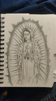 a drawing of the virgin mary