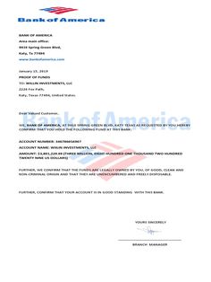 the bank of america letterhead