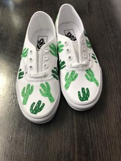 Cactus Women's Hand Painted Vans | Etsy Vans Verdes, Vans Slip On Outfit, Vans Painted Shoes Ideas, Vans Wallpaper, Canvas Shoes Diy, Hand Painted Vans, Custom Vans Shoes, Painted Shoes Diy, Painted Canvas Shoes