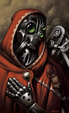 a painting of a man in a red hooded suit holding two sci - fi fi fi fi fi fi fi fi fi fi fifi fi fi fi fi fi fi fi fi fi fi fi fi fi fi fi fi fi fi fi fi fi fi fi fi fi fi fi fi fi fi