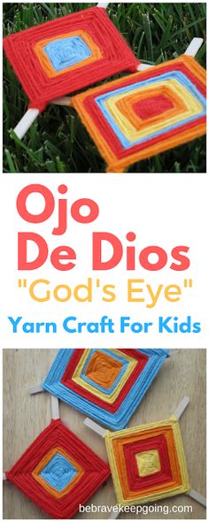 the book cover for ojo de dios god's eye yarn craft for kids