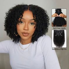 Kinky Curly Seamless Clip-in Hair Extensions No Glue Needed Beginner Friendly Real Human Hair Extensions 14 Inch Curly Clip Ins For Black Women, Curly Hair Clip Ins, Beauty Black Women, Curly Clip Ins, Real Human Hair Extensions, Tape In Extensions, Clip In Extensions, Tape In Hair Extensions, Real Human Hair