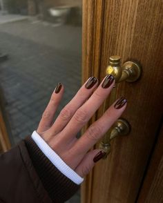 40 Fall 2024 Nail Polish Color Trends That Are Sultry & Chic Magenta Nail Polish, Brown Nail Polish, Brown Nail, Brown Nails Design, Nail Idea, Fall Nail Colors, Autumn Nails