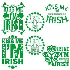 four st patrick's day sayings in green and white with shamrocks on them