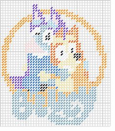 a cross stitch pattern with two cats on it