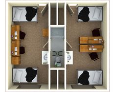 an overhead view of a two bedroom apartment