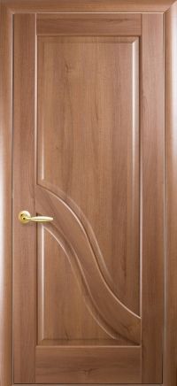 an open wooden door with a handle on the front and side panels, in a room