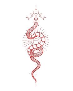 a red snake tattoo design on a white background