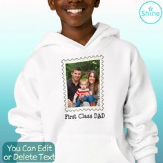 First Class Dad Best Dad Ever Custom Photo Postage Hoodie | Zazzle