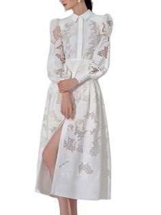 Shipping: Worldwide Express Shipping AvailableDelivery time: 7-15Days Fast ShippingReturns: Fast refund, 100% Money Back Guarantee. Lace Embroidery Dress, Vestidos Retro, Line Dresses, Office Dresses For Women, Elegant Embroidery, Lantern Sleeve Dress, Long Sleeve Gown, A Line Dresses, فستان سهرة