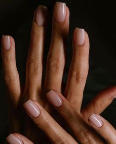 Russian Manicure Neutral, Mens Nails, Squoval Nails, Minimal Nails, Basic Nails, Girls Nails