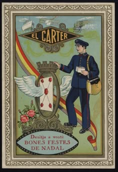 El Carter desitja a vostè Bones Festes de Nadal. Segle XX. Fons Palau Antiguitats Going Postal, Advertising Posters, Retro Graphics, Vintage Drawing, Trade Cards, Vintage Poster Art