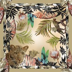 Discover the essence of African wilderness with our elegant scarf, featuring a mesmerising leopard amidst abstract leaves and proteas. Infused with vibrant green, black, turquoise, and burnt orange hues, this design adds a sophisticated touch to any outfit. Each detail is meticulously drawn by our founder Acacia, ensuring a unique piece of wearable art.   Your scarf arrives beautifully gift wrapped and presented in a luxurious AcaciaZuri box, perfect for gifting or personal indulgence. Enhance your wardrobe with this statement accessory, designed to bring luxury and style to your everyday look. 100% Italian Silk Twill GOTS certified (Global Organic Textile Standard) Dry clean only  Made in Italy Elegant Scarf, Abstract Leaves, Elegant Scarves, Orange Hues, Black Turquoise, August Birthstone Jewelry, July Birthstone Jewelry, Temple Design, Leaf Jewelry