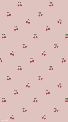 a pink background with cherries on it