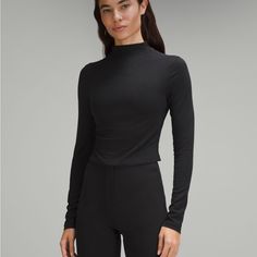 Crz Yoga Mockneck Longsleeve Waist Length Top Size Xs Or 0/2 New With Tags! Versatile Long Sleeve Mock Neck Top, Versatile Stretch Long Sleeve Top For Night Out, Stretch Mock Neck Top For Night Out, Casual Mock Neck Top For Night Out, Casual High Neck High Stretch Tops, Casual High Neck Tops With High Stretch, High Stretch Casual High Neck Tops, Casual Mock Neck Long Sleeve Top With Thumbholes, Fitted Versatile Mock Neck Top For Fall