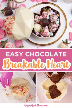 easy chocolate breakable heart desserts for valentine's day or any special occasion