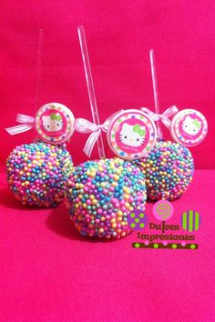 hello kitty cake pops with candy on top