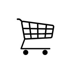 a black and white shopping cart icon on a white background royalty illustration for web design